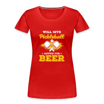 Pickle Ball Pickleball Cuisine - T-shirt bio Premium Femme - rouge - Devant - Mia (176cm)