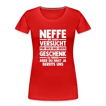 Neffe - Frauen Premium Bio T-Shirt - Rot - Vorne - Mia (176cm)