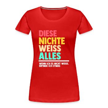 Nichte - Frauen Premium Bio T-Shirt - Rot - Vorne - Mia (176cm)