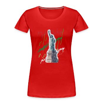 NY Stock Exchange Bull - Frauen Premium Bio T-Shirt - Rot - Vorne - Mia (176cm)