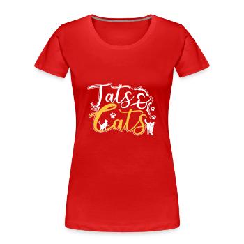 Tats & Katzen - Frauen Premium Bio T-Shirt - Rot - Vorne - Mia (176cm)