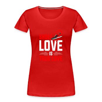 Chaussure Collector Sneaker Collector Sneakerhead - T-shirt bio Premium Femme - rouge - Devant - Mia (176cm)