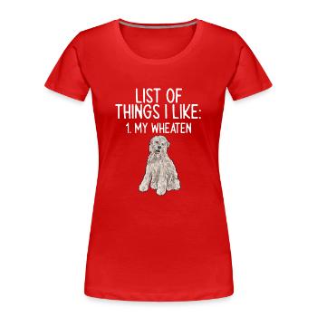 Irish Soft Coated Wheaten Terrier - Frauen Premium Bio T-Shirt - Rot - Vorne - Mia (176cm)