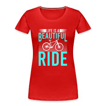 La vie est une belle balade - T-shirt bio Premium Femme - rouge - Devant - Mia (176cm)