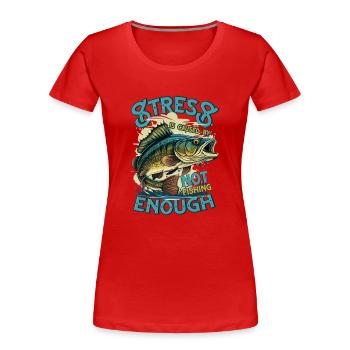 Gelassenheit durch Angeln - Frauen Premium Bio T-Shirt - Rot - Vorne - Mia (176cm)