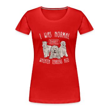 Irish Soft Coated Wheaten Terrier - Frauen Premium Bio T-Shirt - Rot - Vorne - Mia (176cm)
