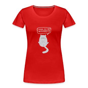 Trou de fesse de chat - T-shirt bio Premium Femme - rouge - Devant - Mia (176cm)