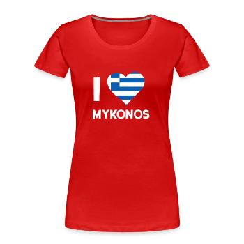 Mykonos - T-shirt bio Premium Femme - rouge - Devant - Mia (176cm)