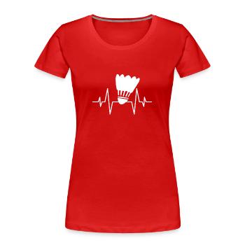 Federball Herzschlag - Frauen Premium Bio T-Shirt - Rot - Vorne - Mia (176cm)