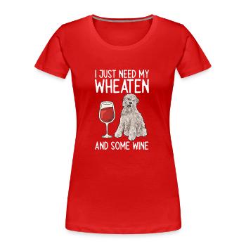 Irish Soft Coated Wheaten Terrier - Frauen Premium Bio T-Shirt - Rot - Vorne - Mia (176cm)