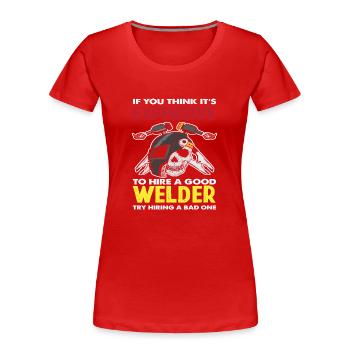 Schweißer - Frauen Premium Bio T-Shirt - Rot - Vorne - Mia (176cm)