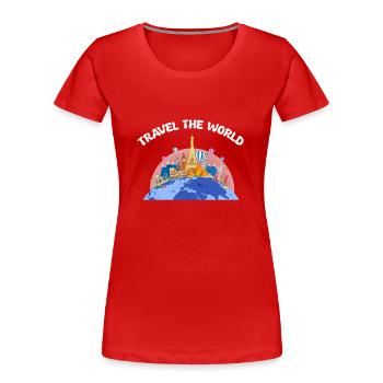 Travel the world - Frauen Premium Bio T-Shirt - Rot - Vorne - Mia (176cm)