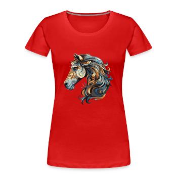 Pferd Portrait - Frauen Premium Bio T-Shirt - Rot - Vorne - Mia (176cm)