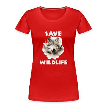 Save Wildlife Wolf Wolfskopf Motiv - Frauen Premium Bio T-Shirt - Rot - Vorne - Mia (176cm)