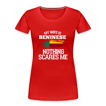 Bénin Épouse - T-shirt bio Premium Femme - rouge - Devant - Mia (176cm)