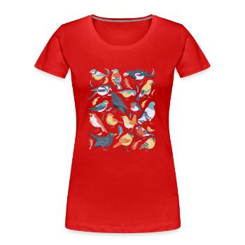 Oiseaux - T-shirt bio Premium Femme - rouge - Devant - Mia (176cm)