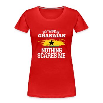 Épouse du Ghana - T-shirt bio Premium Femme - rouge - Devant - Mia (176cm)