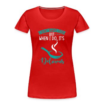 Un chef amateur cuisine des plats culinaires - T-shirt bio Premium Femme - rouge - Devant - Mia (176cm)