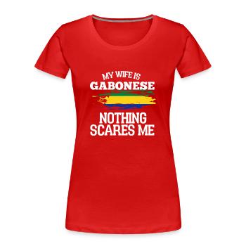 Gabon Épouse - T-shirt bio Premium Femme - rouge - Devant - Mia (176cm)