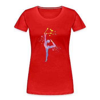 Gymnastin Mit Keulen Rhythmische Sportgymnastik - Frauen Premium Bio T-Shirt - Rot - Vorne - Mia (176cm)