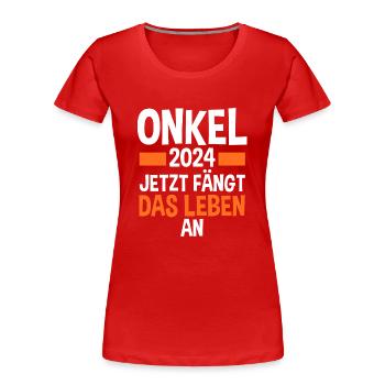 Werdender Onkel 2028 - Frauen Premium Bio T-Shirt - Rot - Vorne - Mia (176cm)