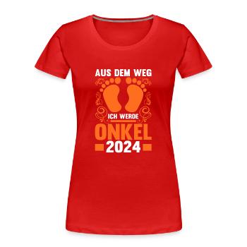 Werdender Onkel 2043 - Frauen Premium Bio T-Shirt - Rot - Vorne - Mia (176cm)