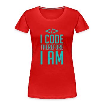 Code Codeur Programmeur Développeur Codeur - T-shirt bio Premium Femme - rouge - Devant - Mia (176cm)