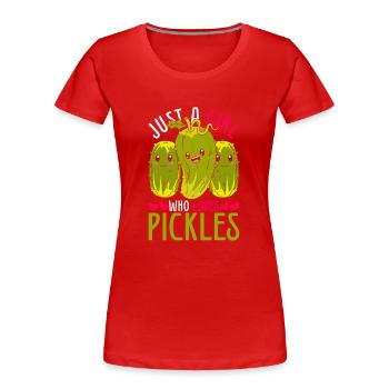 Gemüse Gürkchen Mädchen Essiggurke Geschenk Gurke - Frauen Premium Bio T-Shirt - Rot - Vorne - Mia (176cm)