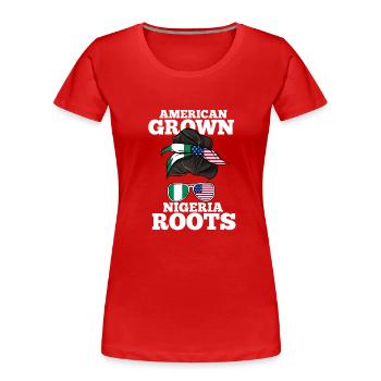 Nigeria - Frauen Premium Bio T-Shirt - Rot - Vorne - Mia (176cm)