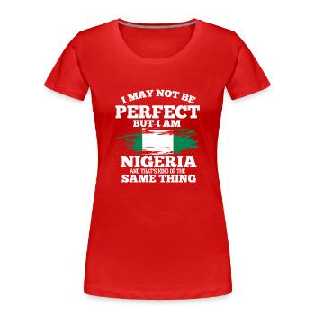 Nigeria - Frauen Premium Bio T-Shirt - Rot - Vorne - Mia (176cm)