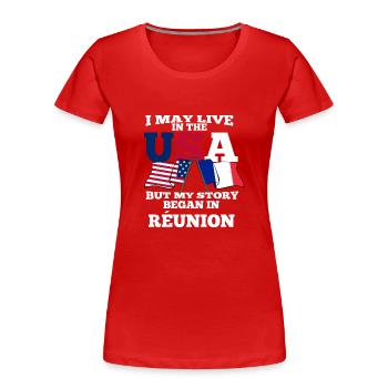 Reunion - Frauen Premium Bio T-Shirt - Rot - Vorne - Mia (176cm)