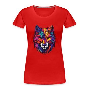 Wolf Portrait - Women's Premium Organic T-Shirt - red - Front - Mia (176cm)