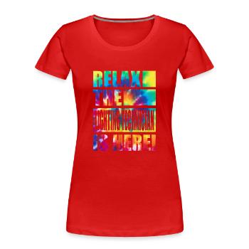 Technicien d’éclairage drôle de dicton - T-shirt bio Premium Femme - rouge - Devant - Mia (176cm)