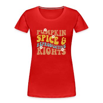 Épice de citrouille féministe - T-shirt bio Premium Femme - rouge - Devant - Mia (176cm)