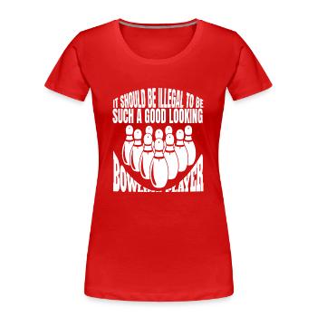 Bowling Skittles Bowling Club Bowler Bowling Club - Women's Premium Organic T-Shirt - red - Front - Mia (176cm)