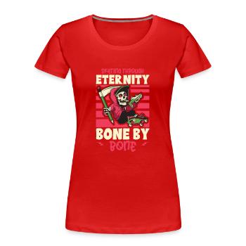 Gruseliger Skating Skeleton Skater Hallowen Horror - Frauen Premium Bio T-Shirt - Rot - Vorne - Mia (176cm)