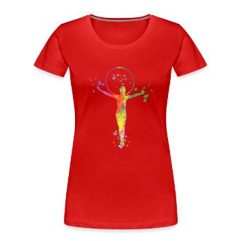 Gymnastin Mit Keulen Rhythmische Sportgymnastik - Frauen Premium Bio T-Shirt - Rot - Vorne - Mia (176cm)