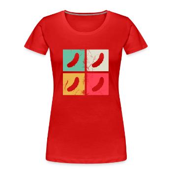 Concombre cornichon Kukumer rétro cadeau - T-shirt bio Premium Femme - rouge - Devant - Mia (176cm)