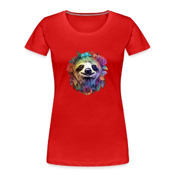 Sloth Aesthetics Flower - Women's Premium Organic T-Shirt - red - Front - Mia (176cm)
