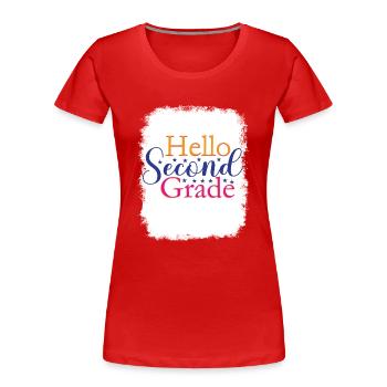 Zweite Klasse, Regenbogen, Mädchen, Jungen, Lehrerteam, 2. - Frauen Premium Bio T-Shirt - Rot - Vorne - Mia (176cm)