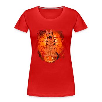 Chiens chauves-souris Halloween Berger allemand - T-shirt bio Premium Femme - rouge - Devant - Mia (176cm)