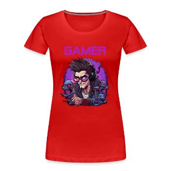 Gamer - Frauen Premium Bio T-Shirt - Rot - Vorne - Mia (176cm)