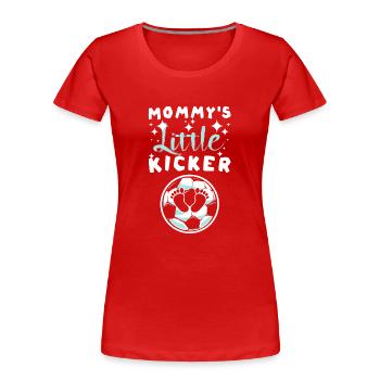 Pregnancy Soccer mommy's little kicker - Frauen Premium Bio T-Shirt - Rot - Vorne - Mia (176cm)