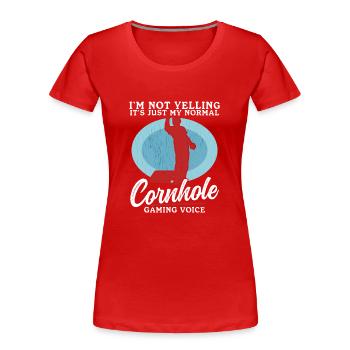 Cornhole Player Blind Hole Bean Bag Cadeau - T-shirt bio Premium Femme - rouge - Devant - Mia (176cm)