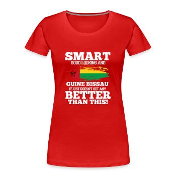 Guinée-Bissau - T-shirt bio Premium Femme - rouge - Devant - Mia (176cm)