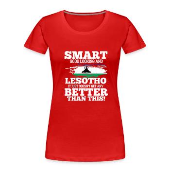 Lesotho - T-shirt bio Premium Femme - rouge - Devant - Mia (176cm)