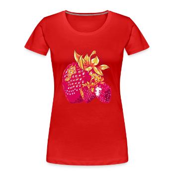Sommer Frucht Obst Rote Beeren Geschenk Erdbeere - Frauen Premium Bio T-Shirt - Rot - Vorne - Mia (176cm)