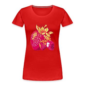 Rote Beeren Sommerfrucht Obst Geschenk Erdbeere - Frauen Premium Bio T-Shirt - Rot - Vorne - Mia (176cm)