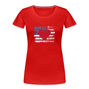 Valentinstag Amerikanische Flagge Rote Herzen US - Frauen Premium Bio T-Shirt - Rot - Vorne - Mia (176cm)