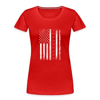 Valentinstag Amerikanische Flagge Rote Herzen US - Frauen Premium Bio T-Shirt - Rot - Vorne - Mia (176cm)